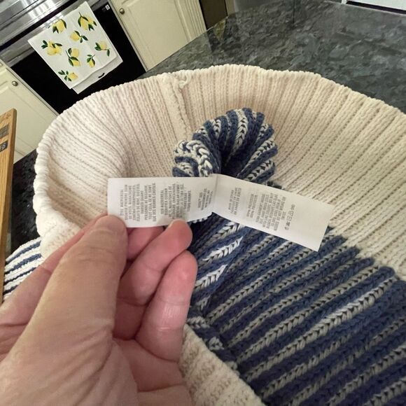 Aerie Striped Knit Collared Sweater Size Large Blue Cream Pullover - Picture 8 of 8